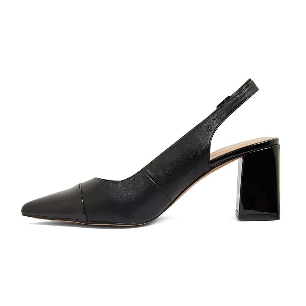 Kirsty Heel in Black On Black Leather