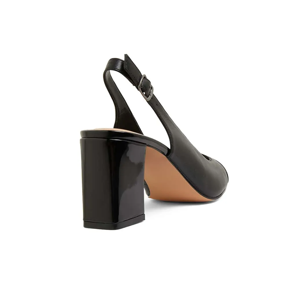 Kirsty Heel in Black On Black Leather