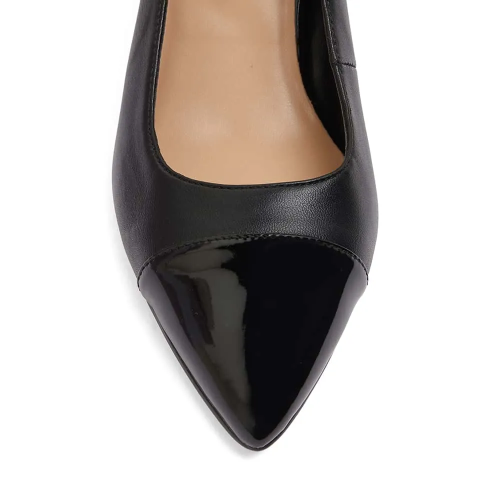 Kirsty Heel in Black On Black Leather