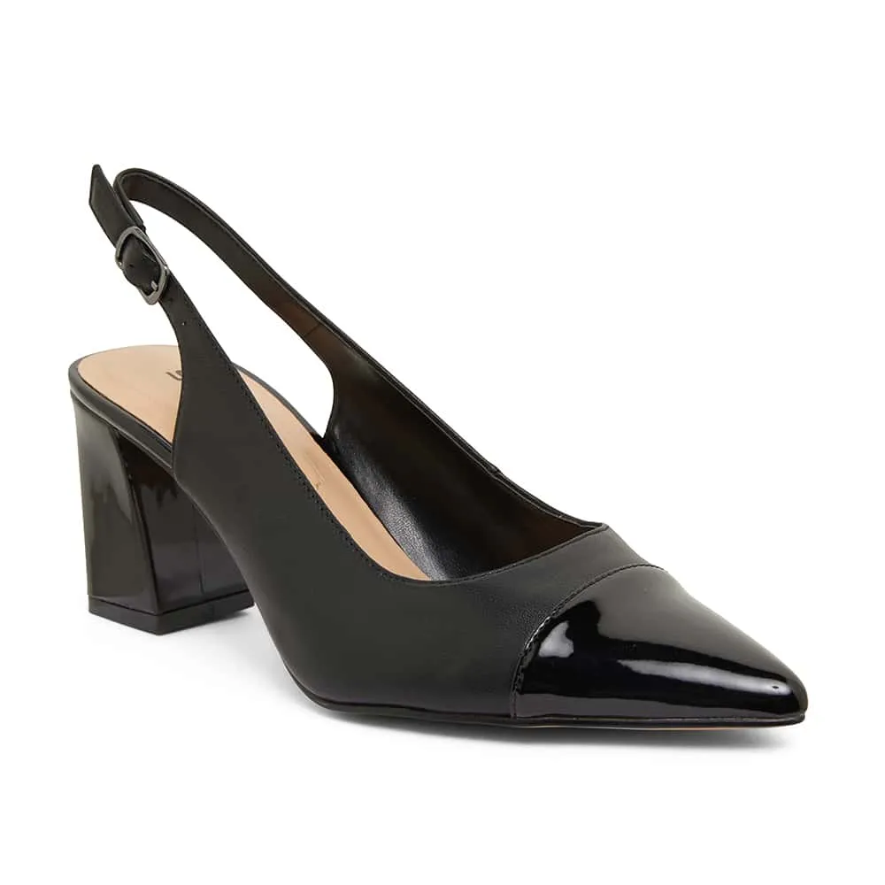 Kirsty Heel in Black On Black Leather