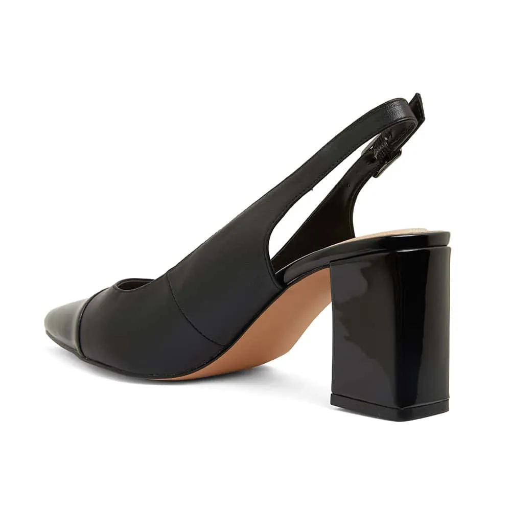 Kirsty Heel in Black On Black Leather