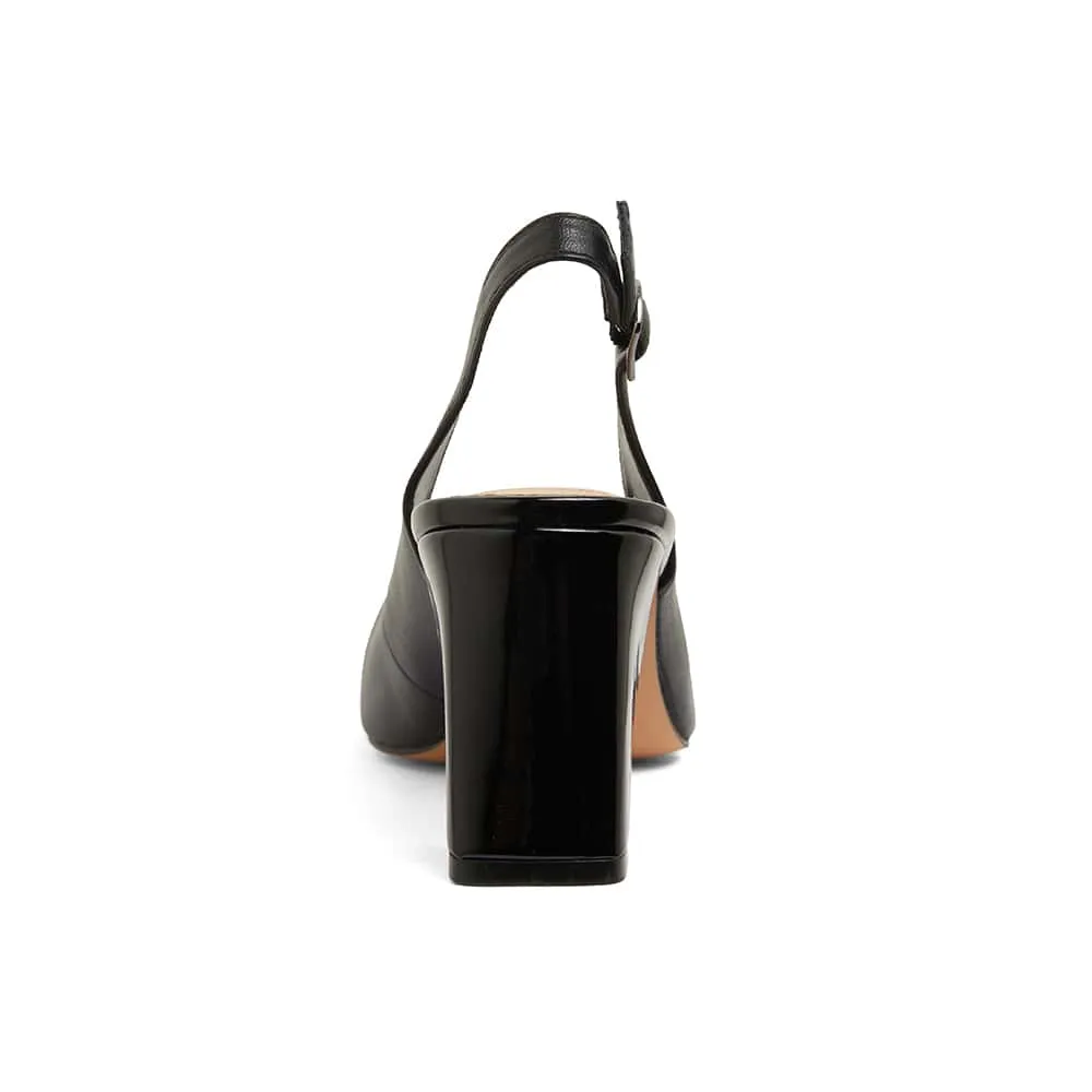 Kirsty Heel in Black On Black Leather