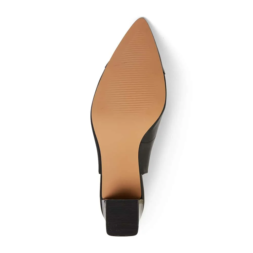 Kirsty Heel in Black On Black Leather