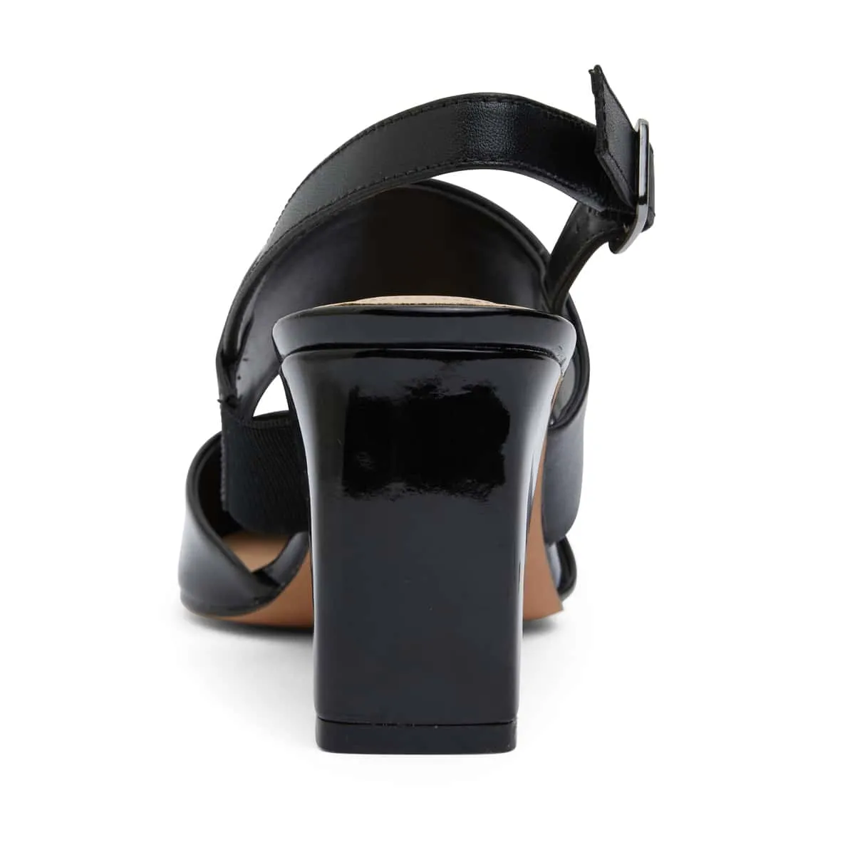 Kitson Heel in Black On Black Patent