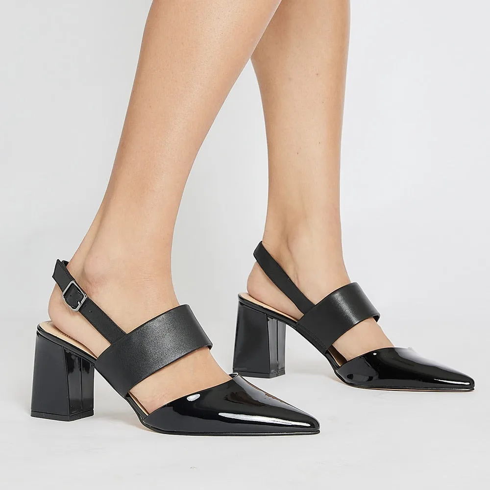 Kitson Heel in Black On Black Patent