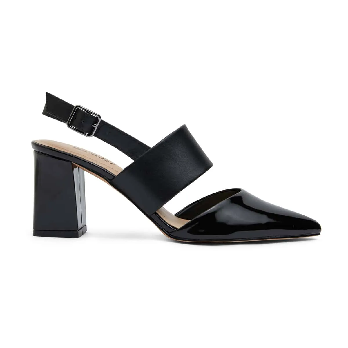 Kitson Heel in Black On Black Patent
