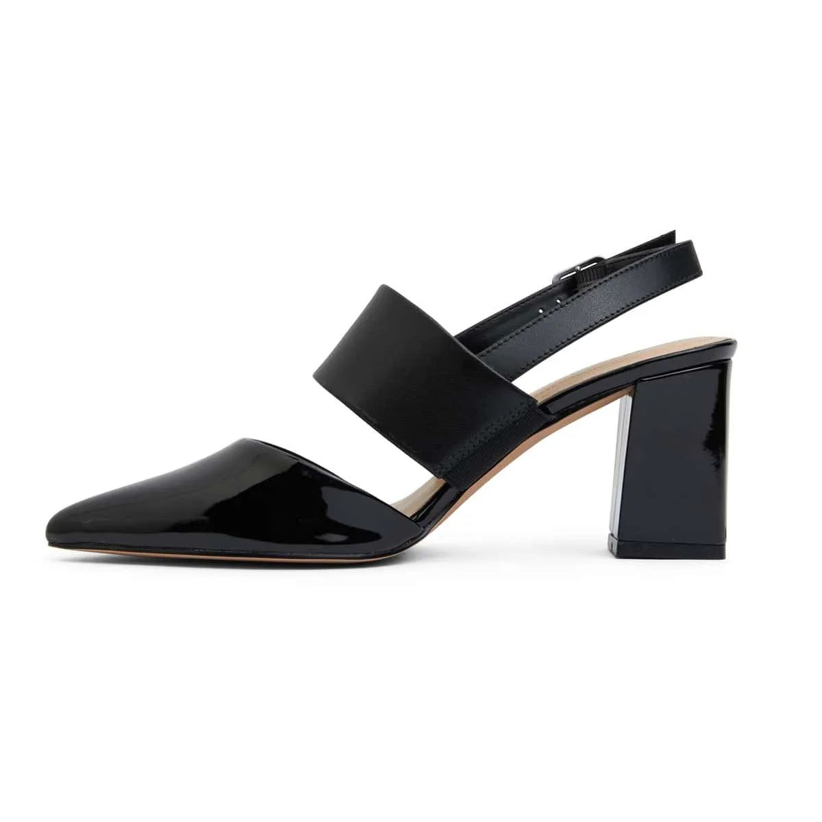 Kitson Heel in Black On Black Patent