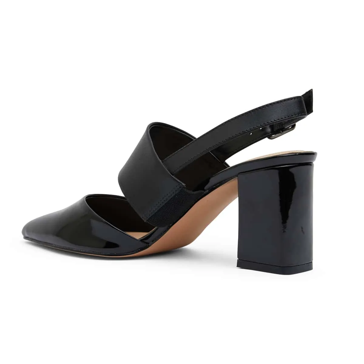 Kitson Heel in Black On Black Patent