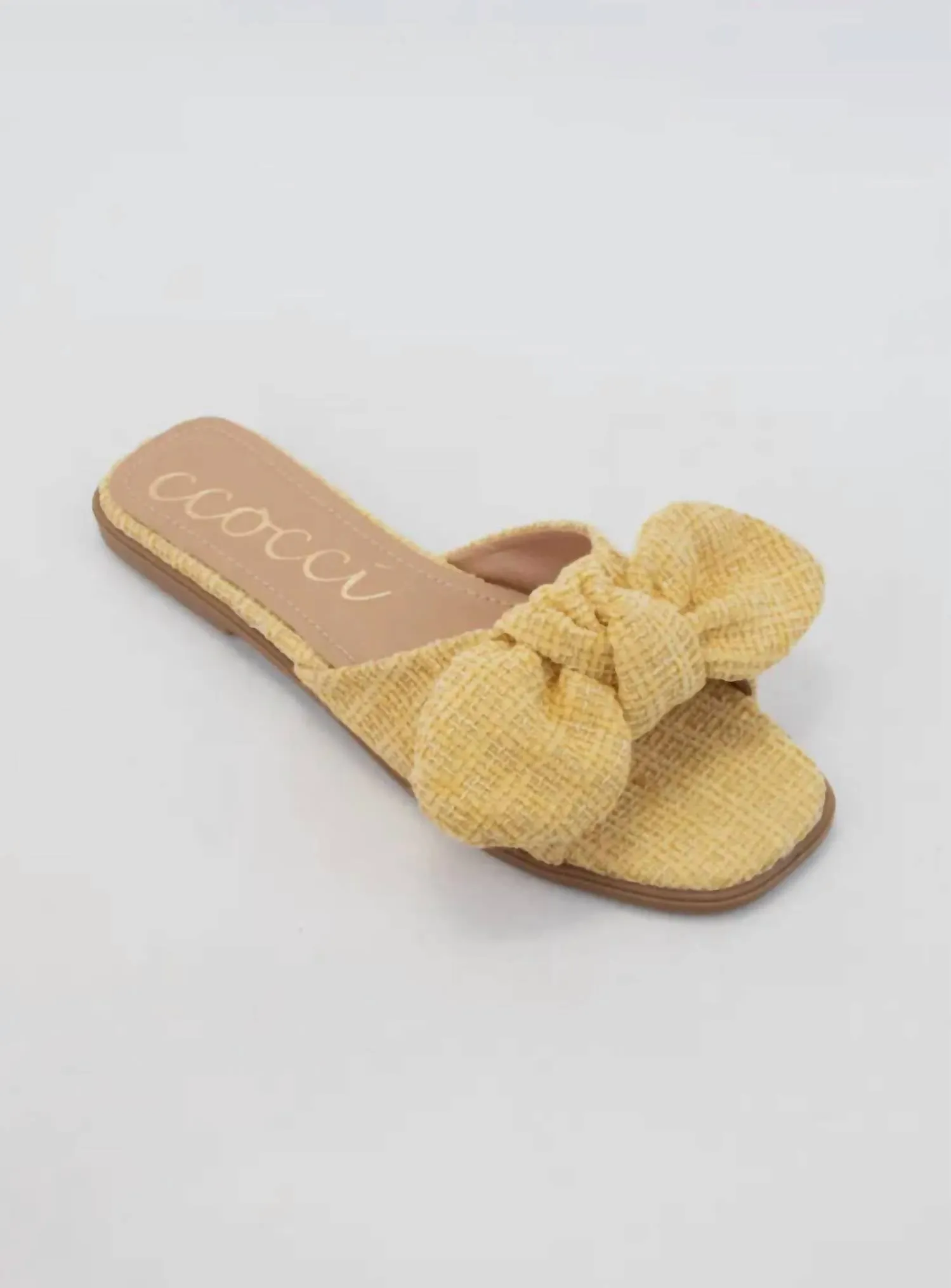 Knotted Bow Slide In Yellow