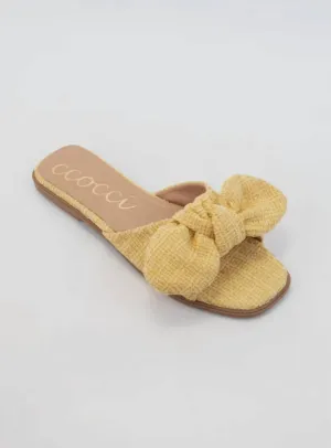 Knotted Bow Slide In Yellow
