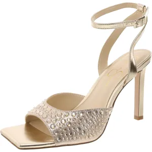 Lendall Womens Faux Leather Metallic Slingback Sandals
