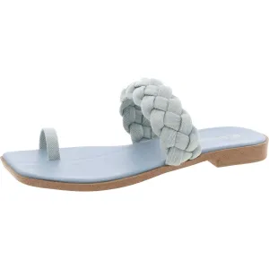 Letti Womens Toe Loop Denim Slide Sandals