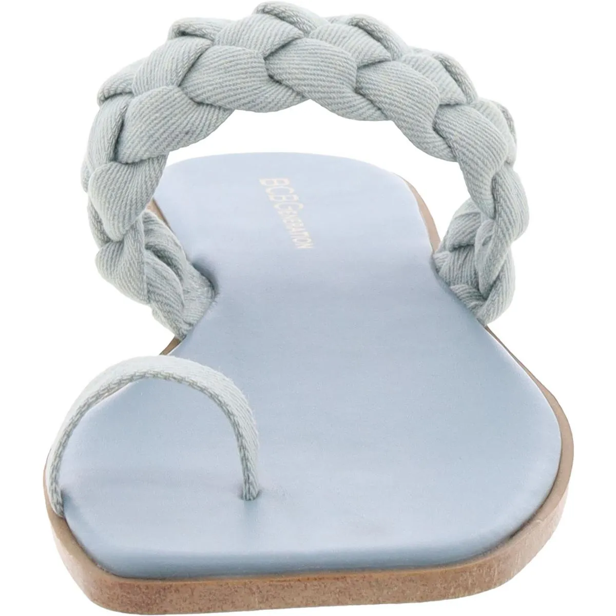 Letti Womens Toe Loop Denim Slide Sandals