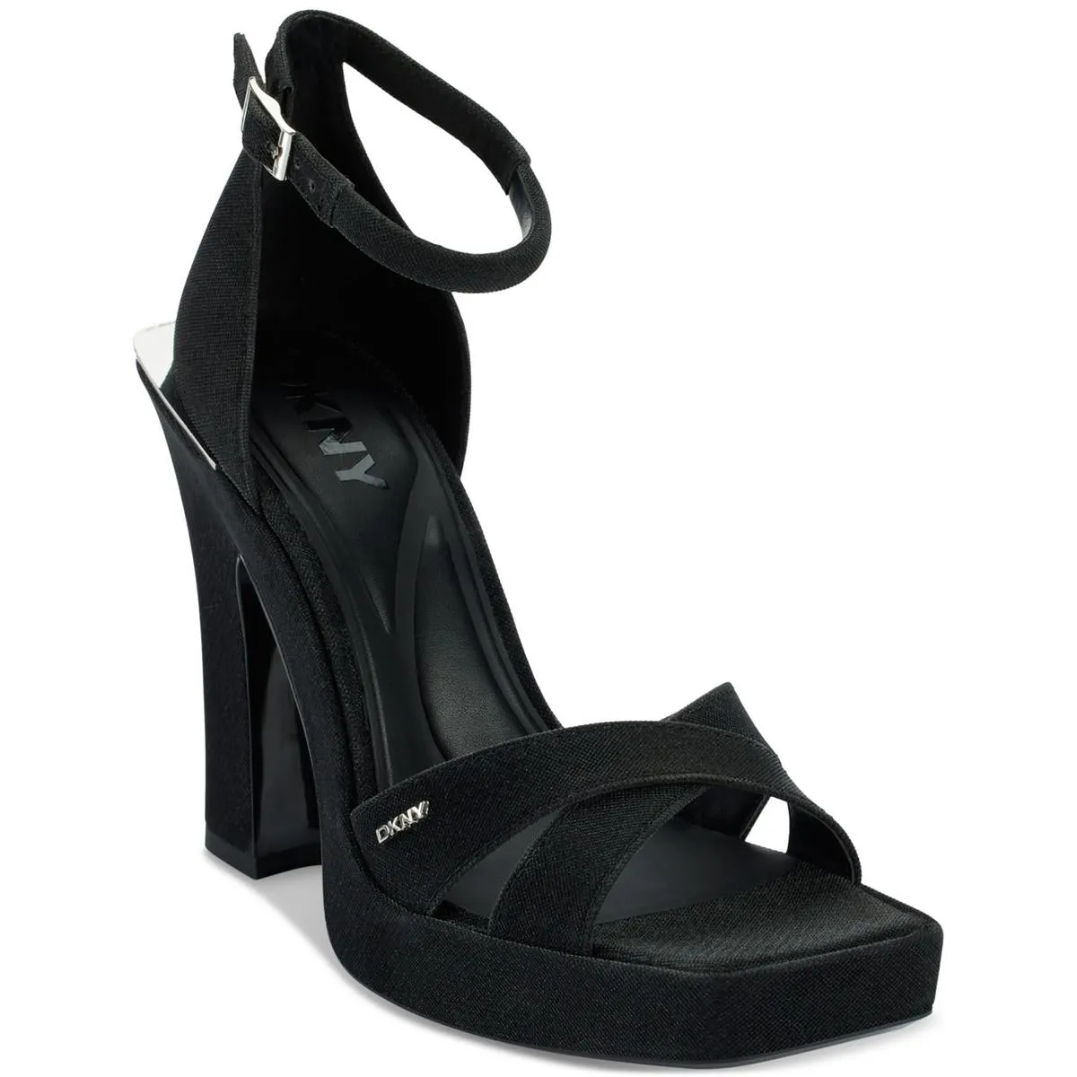 LINDA Womens Criss-Cross Shimmer Block Heel