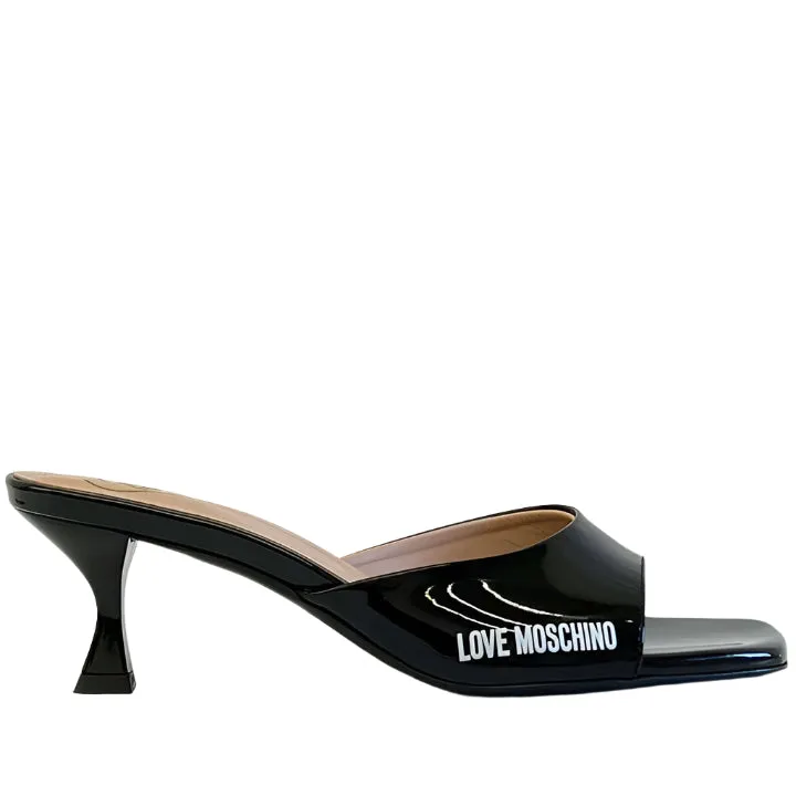 LOVE MOSCHINO BLACK CHAIN STRAP HEELS
