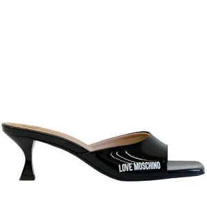 LOVE MOSCHINO BLACK CHAIN STRAP HEELS