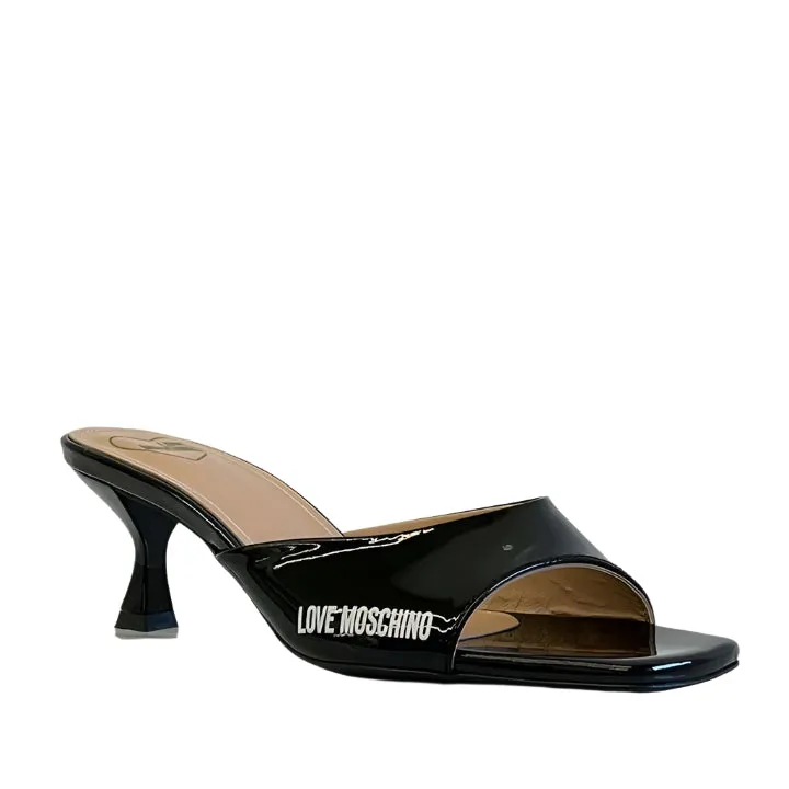 LOVE MOSCHINO BLACK CHAIN STRAP HEELS
