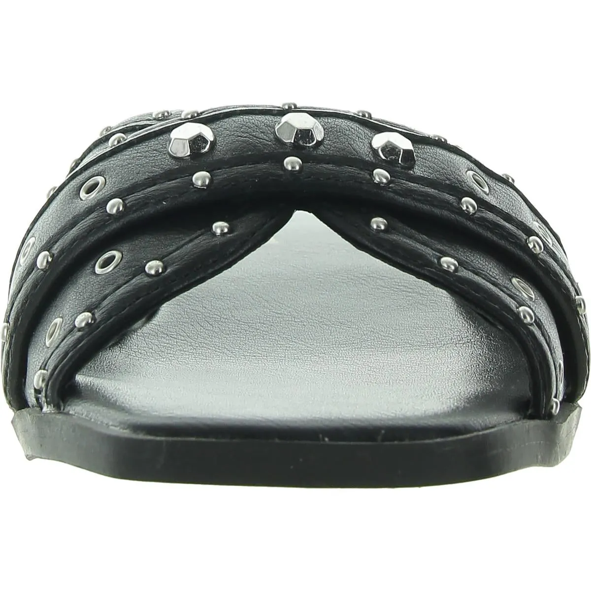 Lucca  Womens Studded Faux Leather Slide Sandals