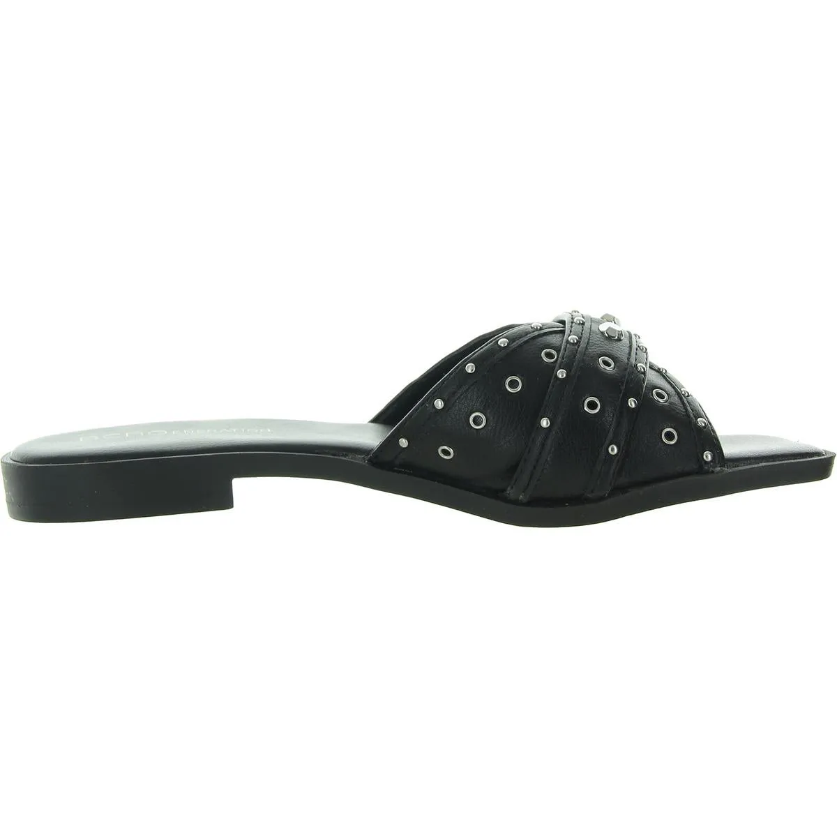 Lucca  Womens Studded Faux Leather Slide Sandals