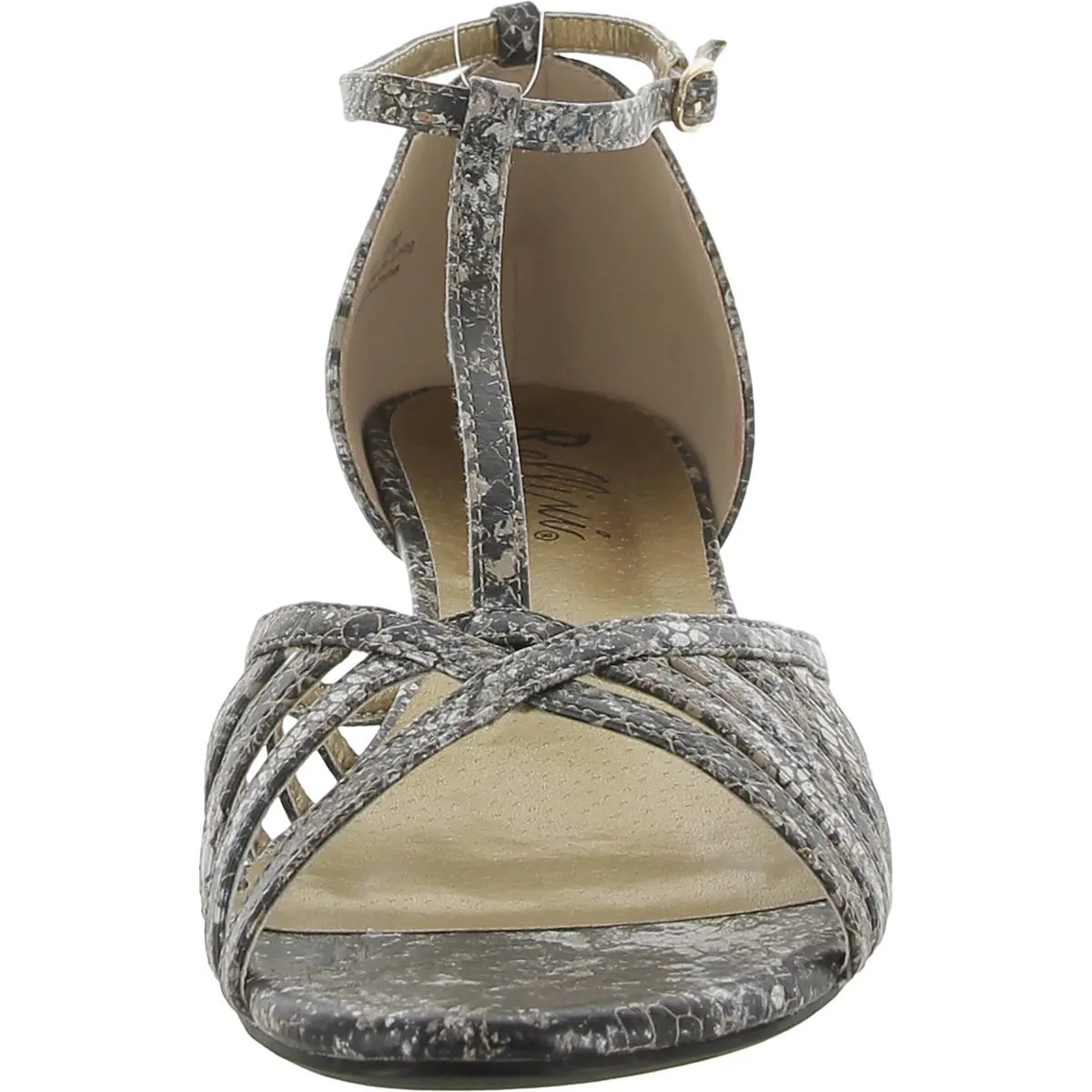 Lux Womens Faux Leather Embossed Wedge Sandals