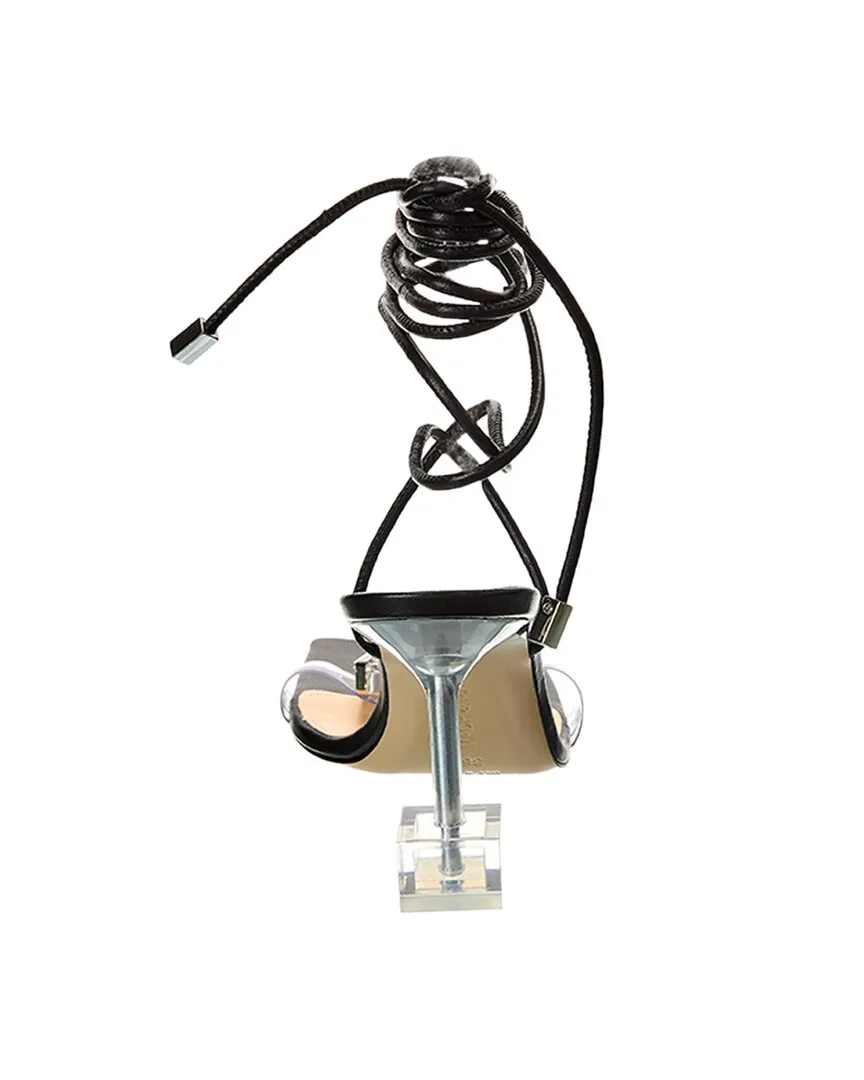 Mach & Mach Crystal Square Vinyl & Leather Sandal