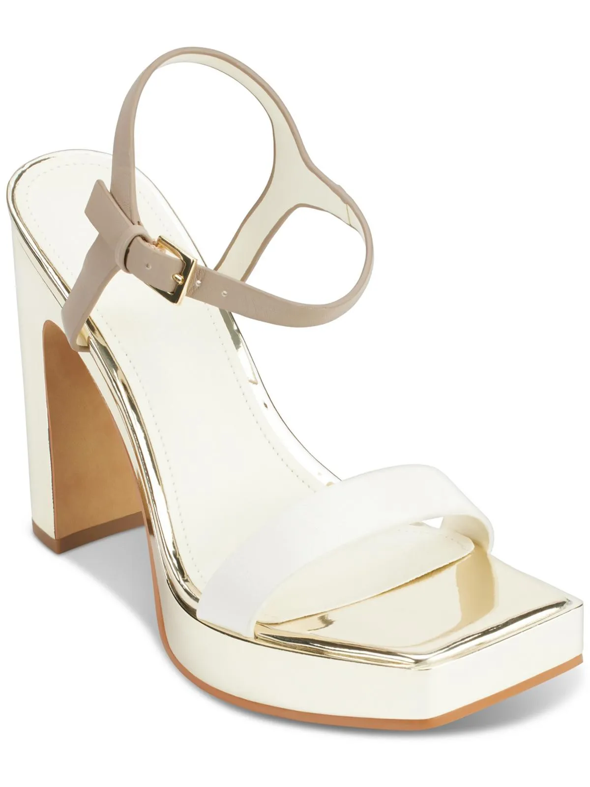 MAIDEN Womens Square toe Metallic Block Heel