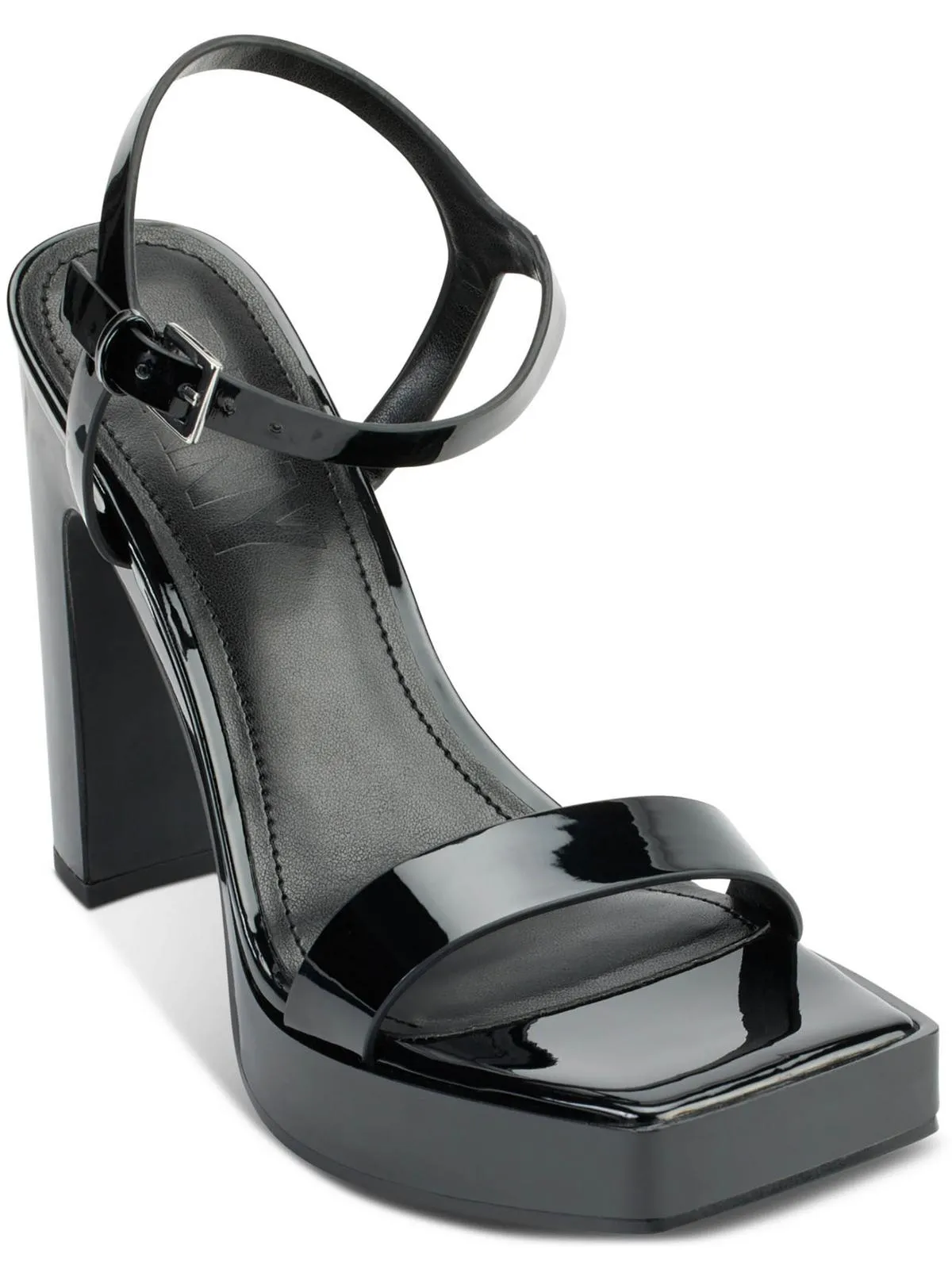 MAIDEN Womens Square toe Metallic Block Heel