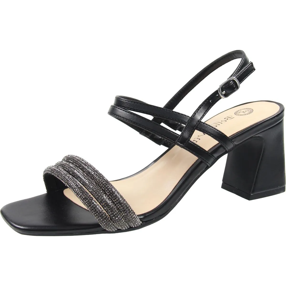 Majesty Womens Faux Leather Rhinestone Slingback Sandals