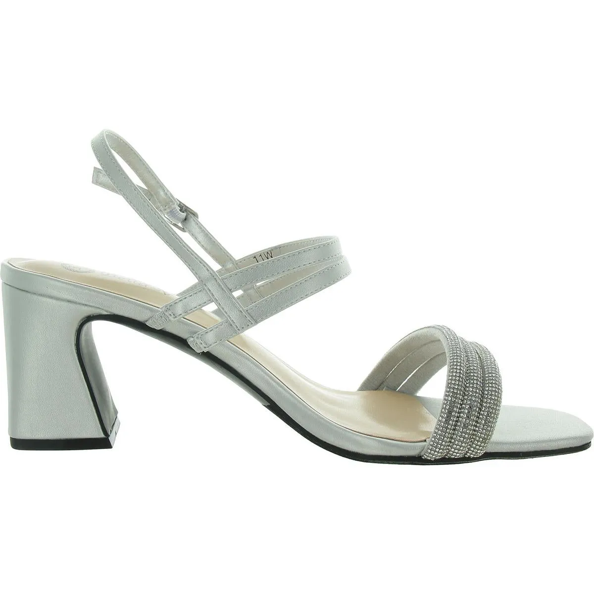 Majesty Womens Faux Leather Rhinestone Slingback Sandals