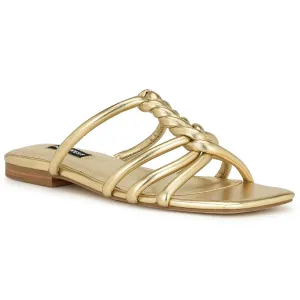 MAKEE3 Womens Braided Faux Leather Slide Sandals