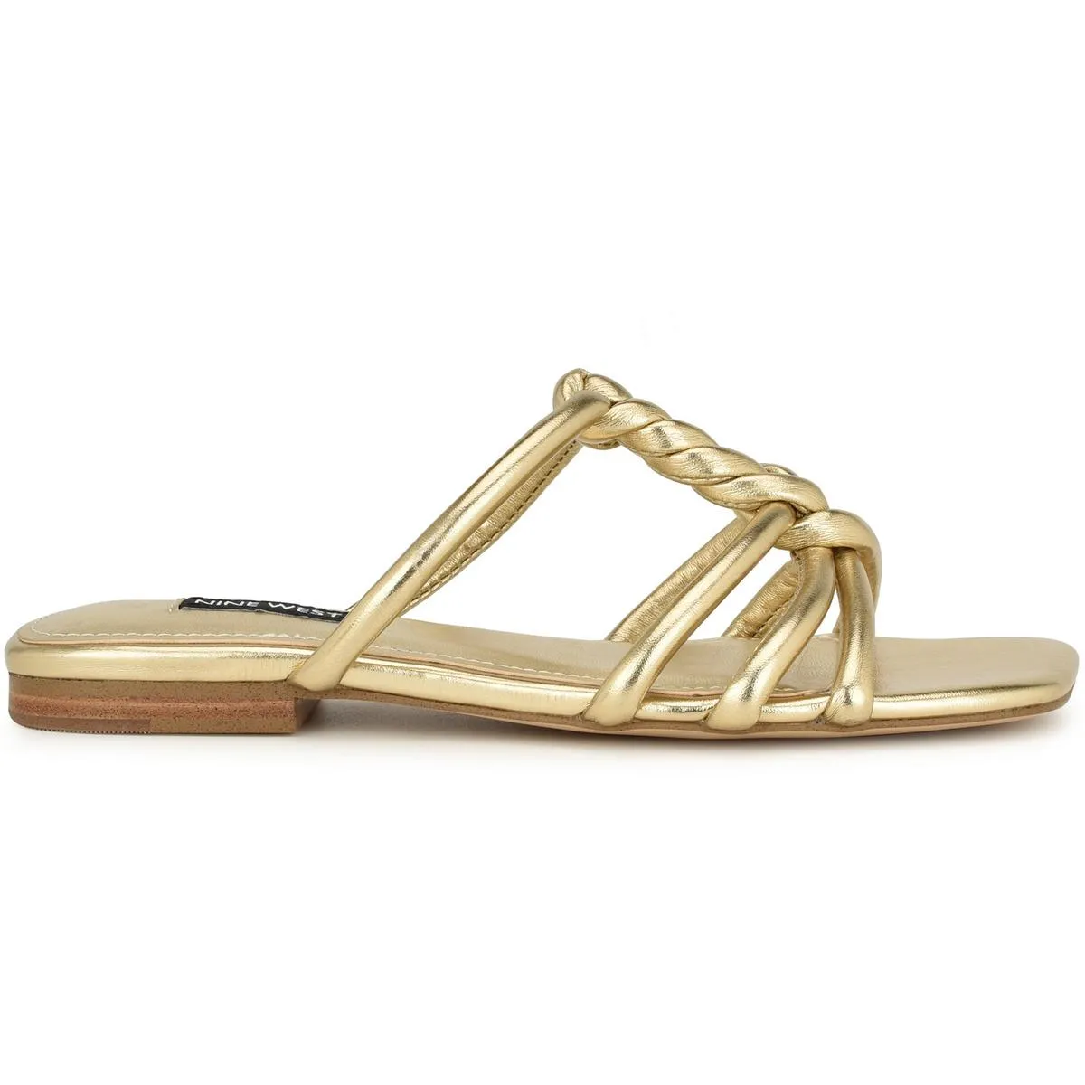 MAKEE3 Womens Braided Faux Leather Slide Sandals