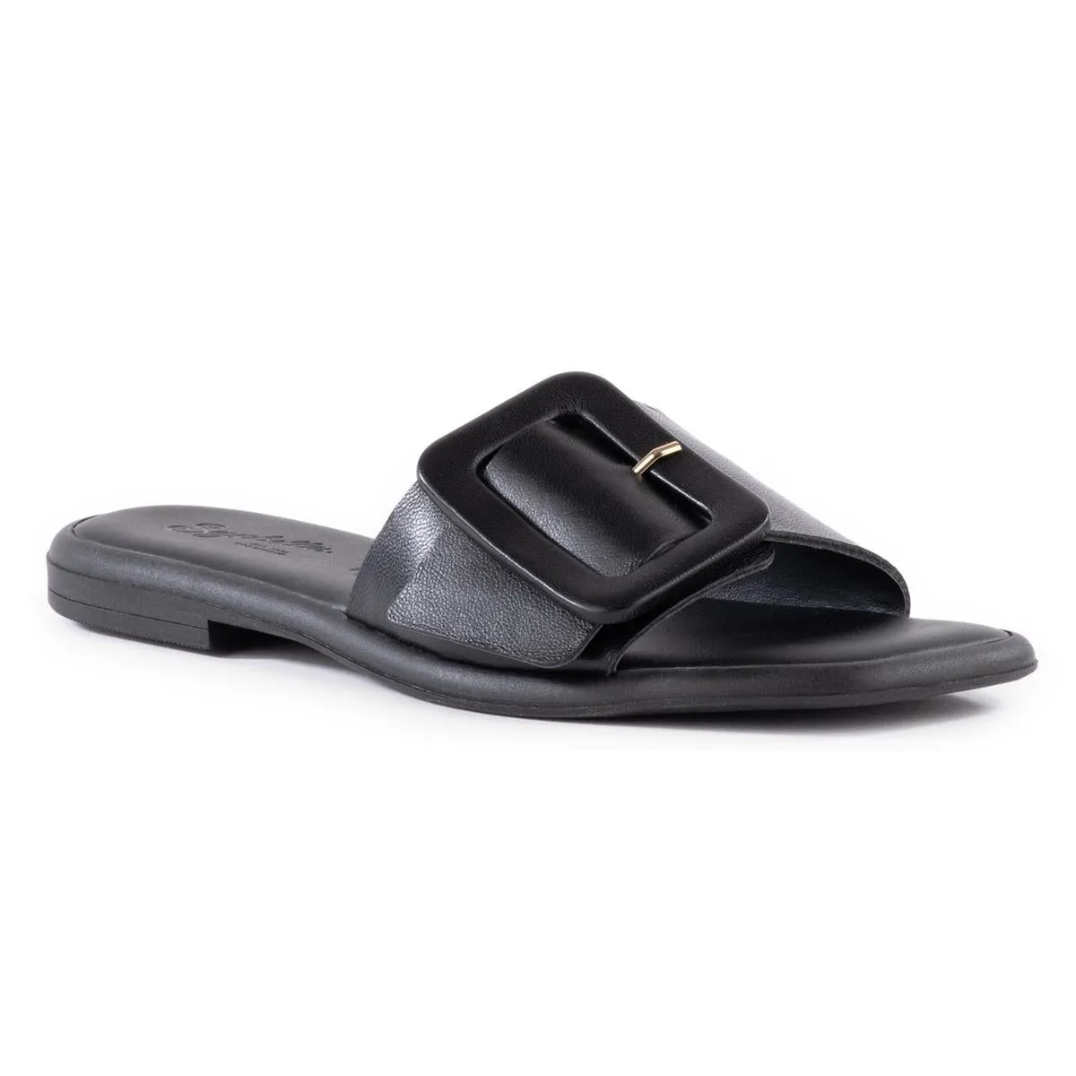 Manhattan Womens Leather Slip On Slide Sandals