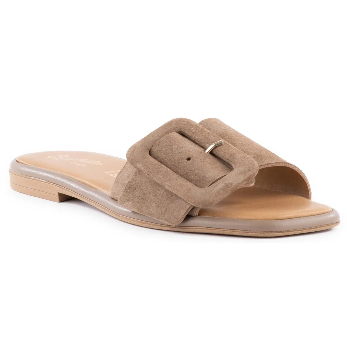 Manhattan Womens Leather Slip On Slide Sandals