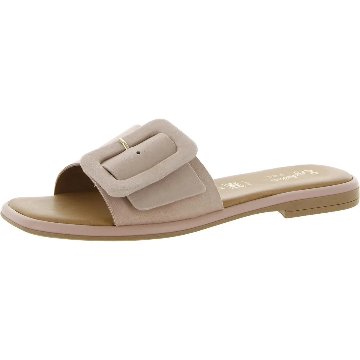 Manhattan Womens Leather Slip On Slide Sandals