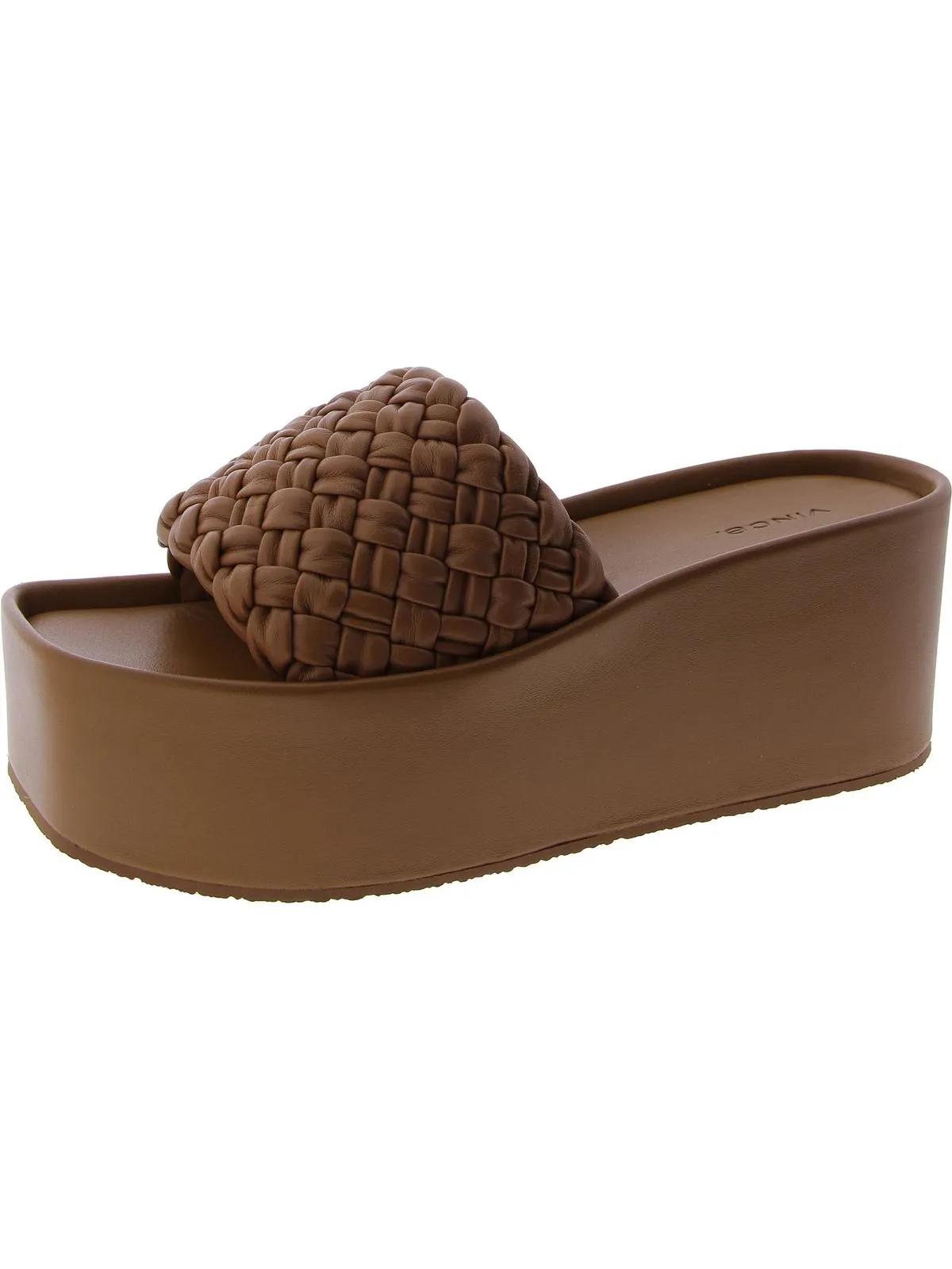 Mari Womens Leather Square Toe Wedge Sandals