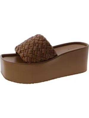 Mari Womens Leather Square Toe Wedge Sandals