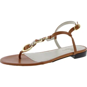 Marina Womens Chain Leather T-Strap Sandals