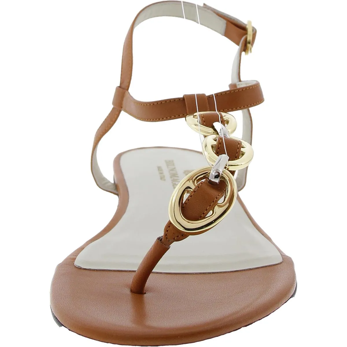 Marina Womens Chain Leather T-Strap Sandals