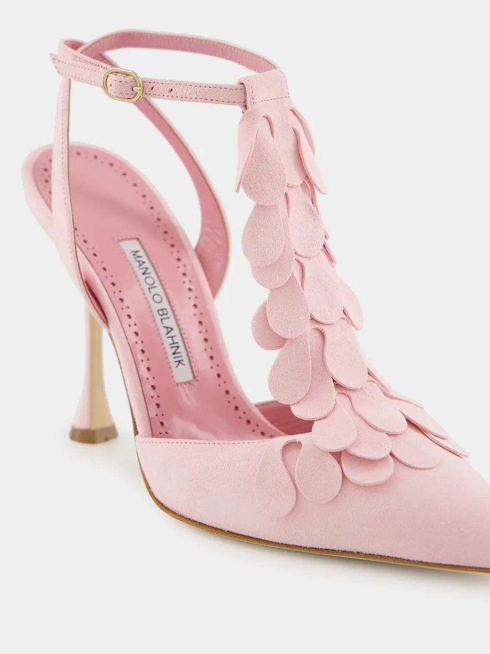 Marwam Pink Suede Ankle Strap Pumps