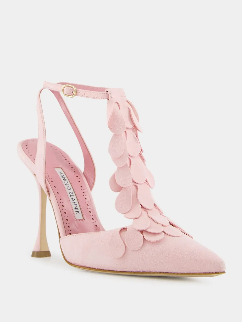 Marwam Pink Suede Ankle Strap Pumps