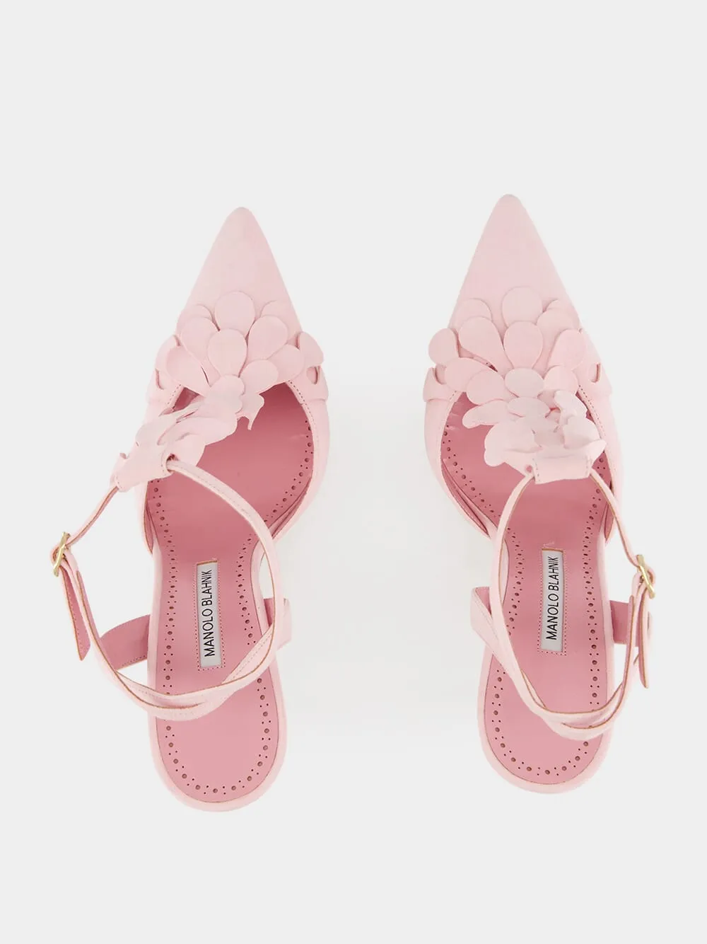 Marwam Pink Suede Ankle Strap Pumps