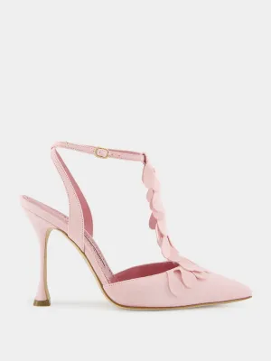 Marwam Pink Suede Ankle Strap Pumps