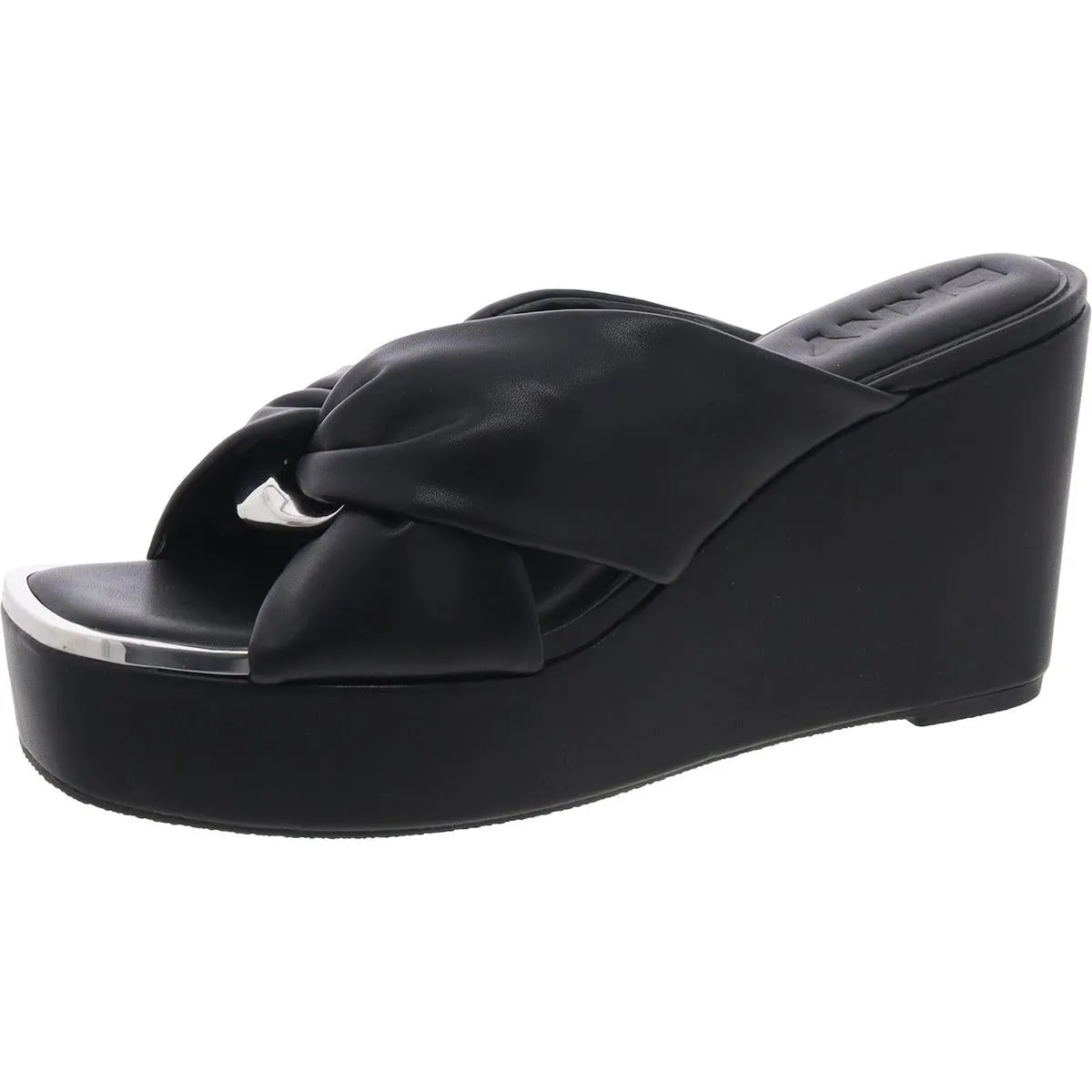 Maryn Chain Womens Chain Faux Leather Wedge Sandals