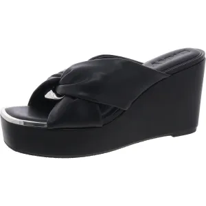 Maryn Chain Womens Chain Faux Leather Wedge Sandals