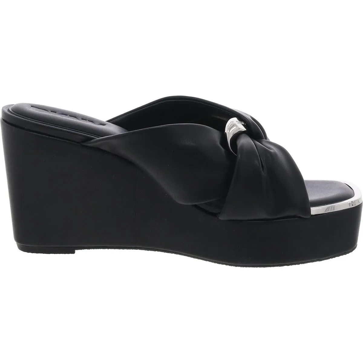 Maryn Chain Womens Chain Faux Leather Wedge Sandals