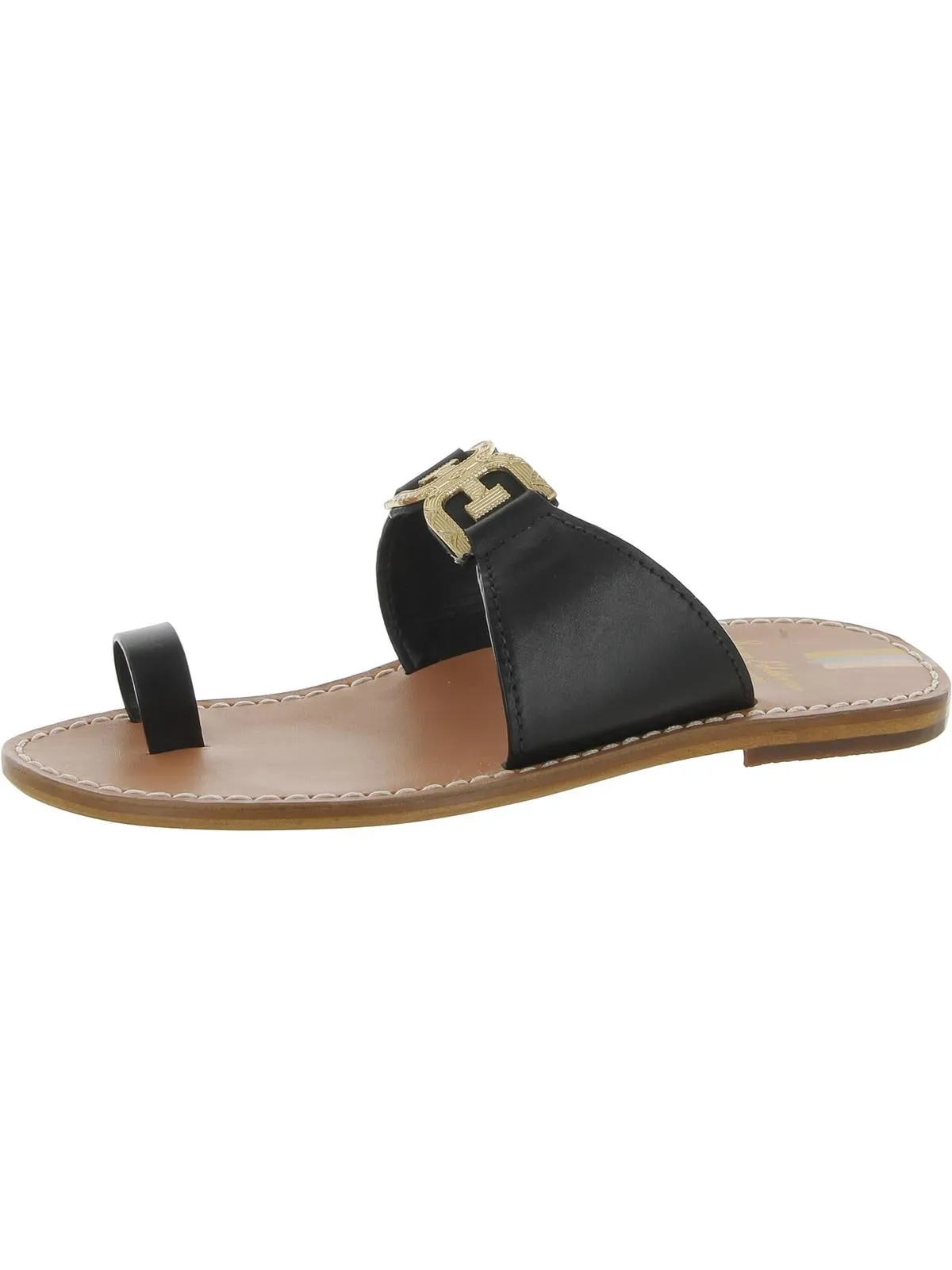 Maxime Womens Leather Toe Loop Slide Sandals