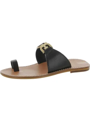 Maxime Womens Leather Toe Loop Slide Sandals