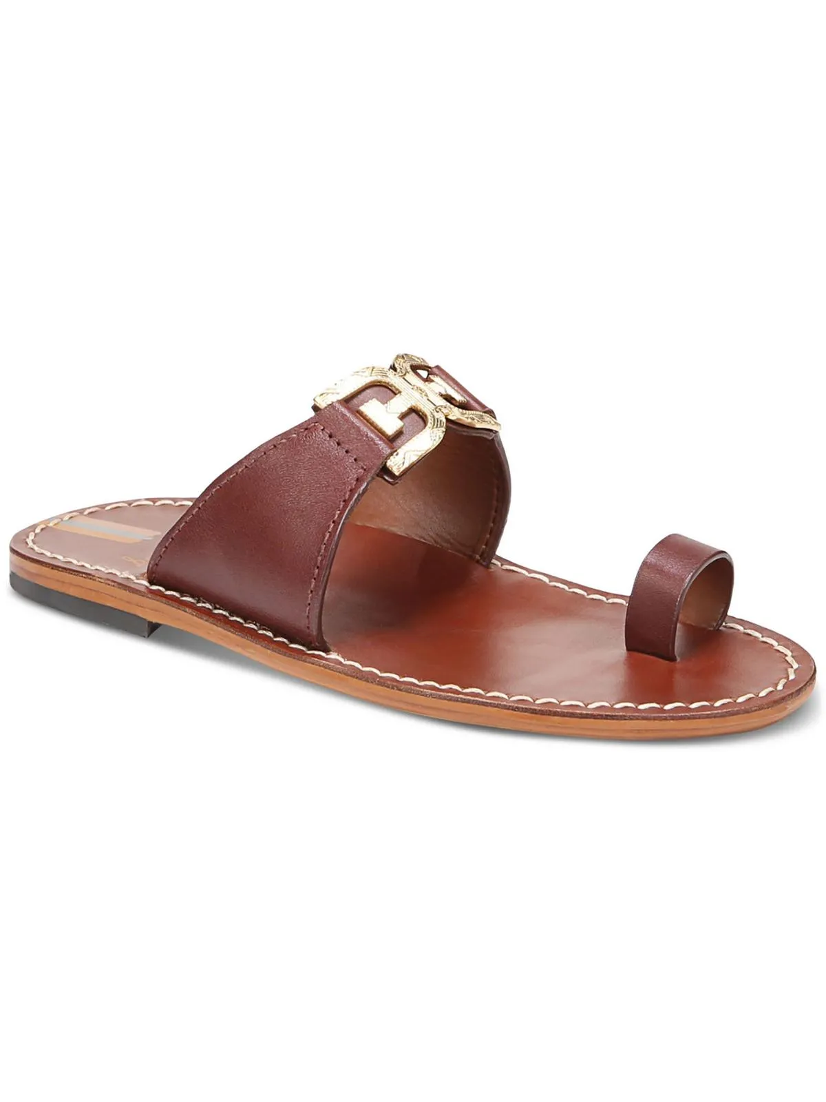 Maxime Womens Leather Toe Loop Slide Sandals