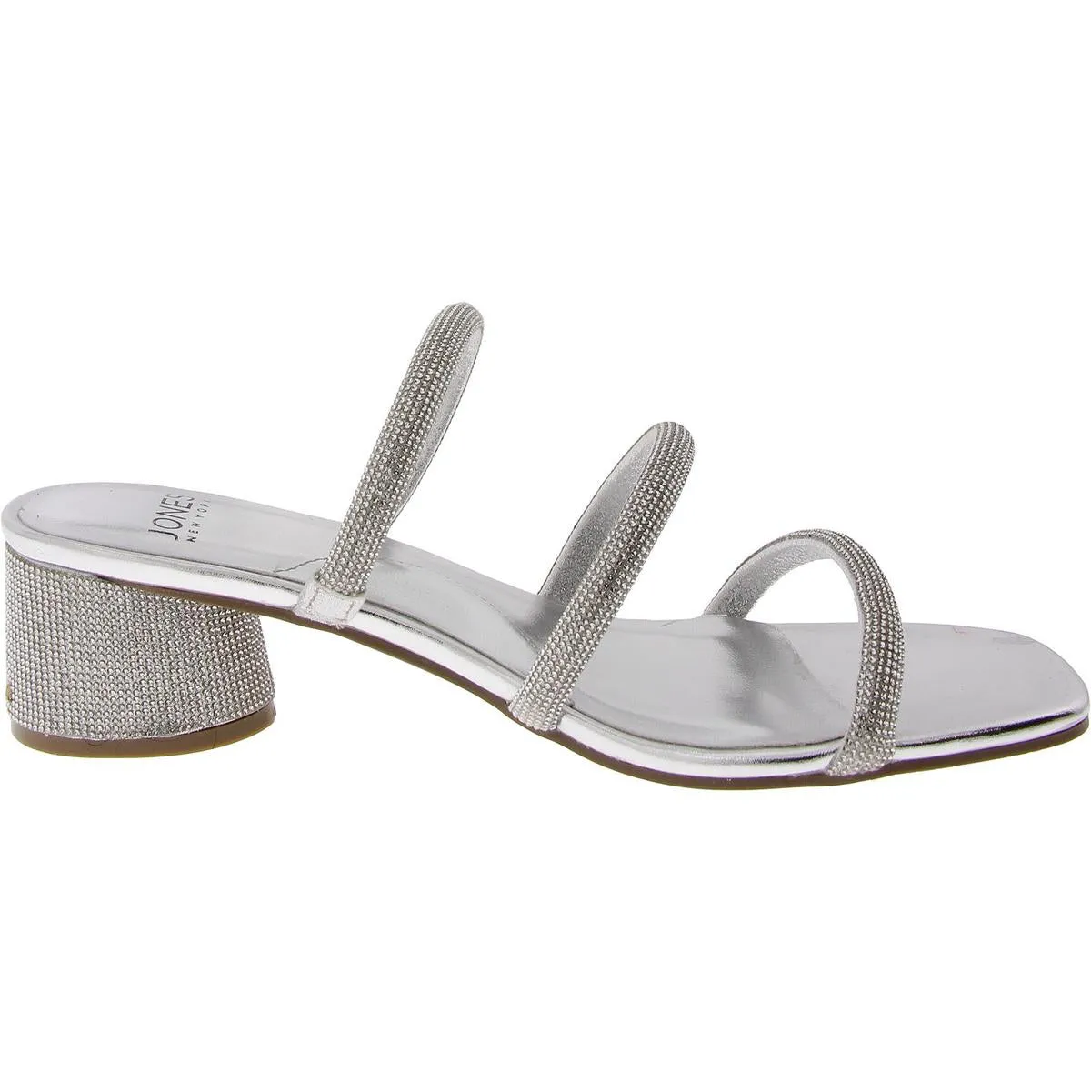 Melli Womens Faux Leather Rhinestone Slide Sandals