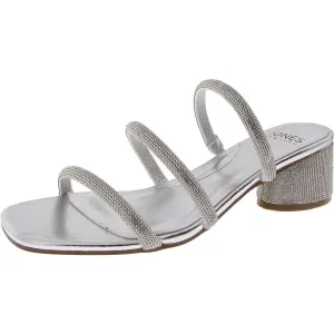 Melli Womens Faux Leather Rhinestone Slide Sandals